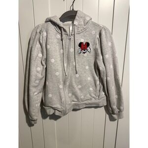 XS Disney Parks Hoodie Womens Medium White Minnie Mouse Polka Dot Full Zip